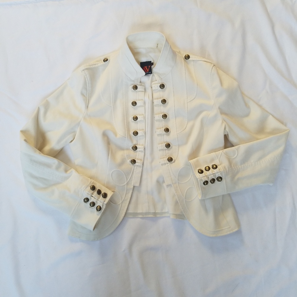 Adrienne Vittadini Ivory Military Jacket